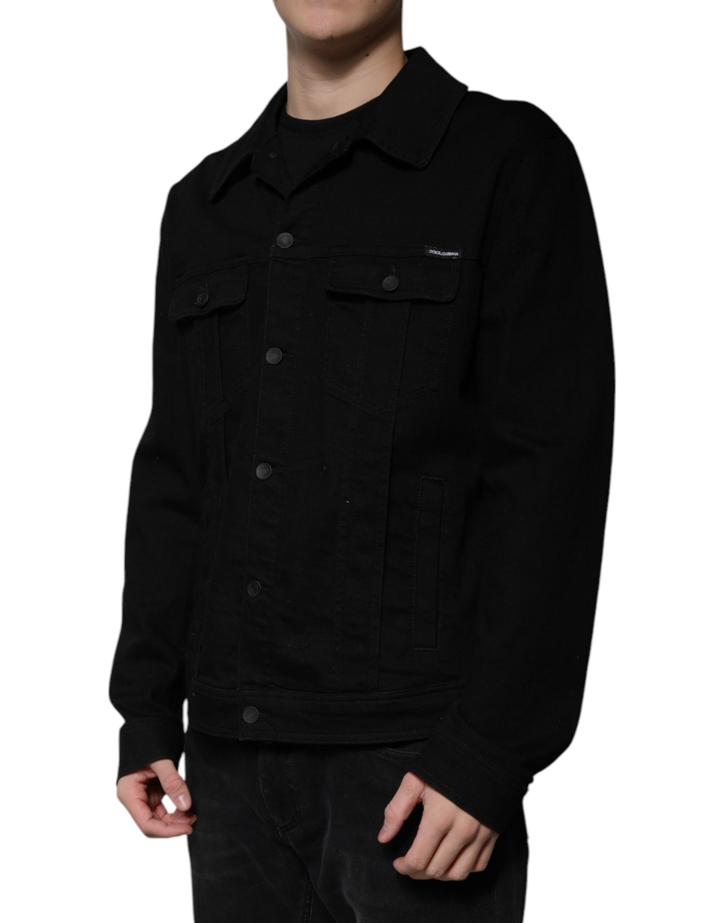 Dolce &amp; Gabbana Black DG Cotton Stretch Denim Jacket