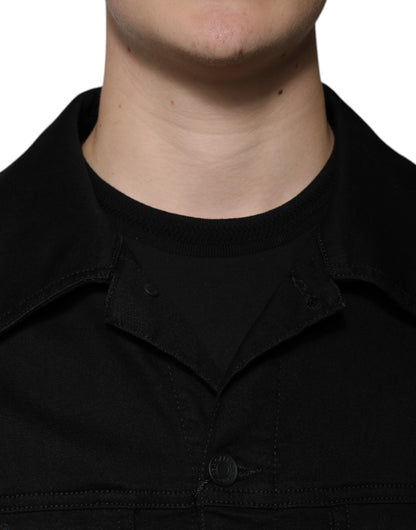 Dolce &amp; Gabbana Black DG Cotton Stretch Denim Jacket