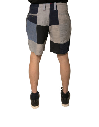 Short chino en lin patchwork multicolore Dolce &amp; Gabbana pour homme