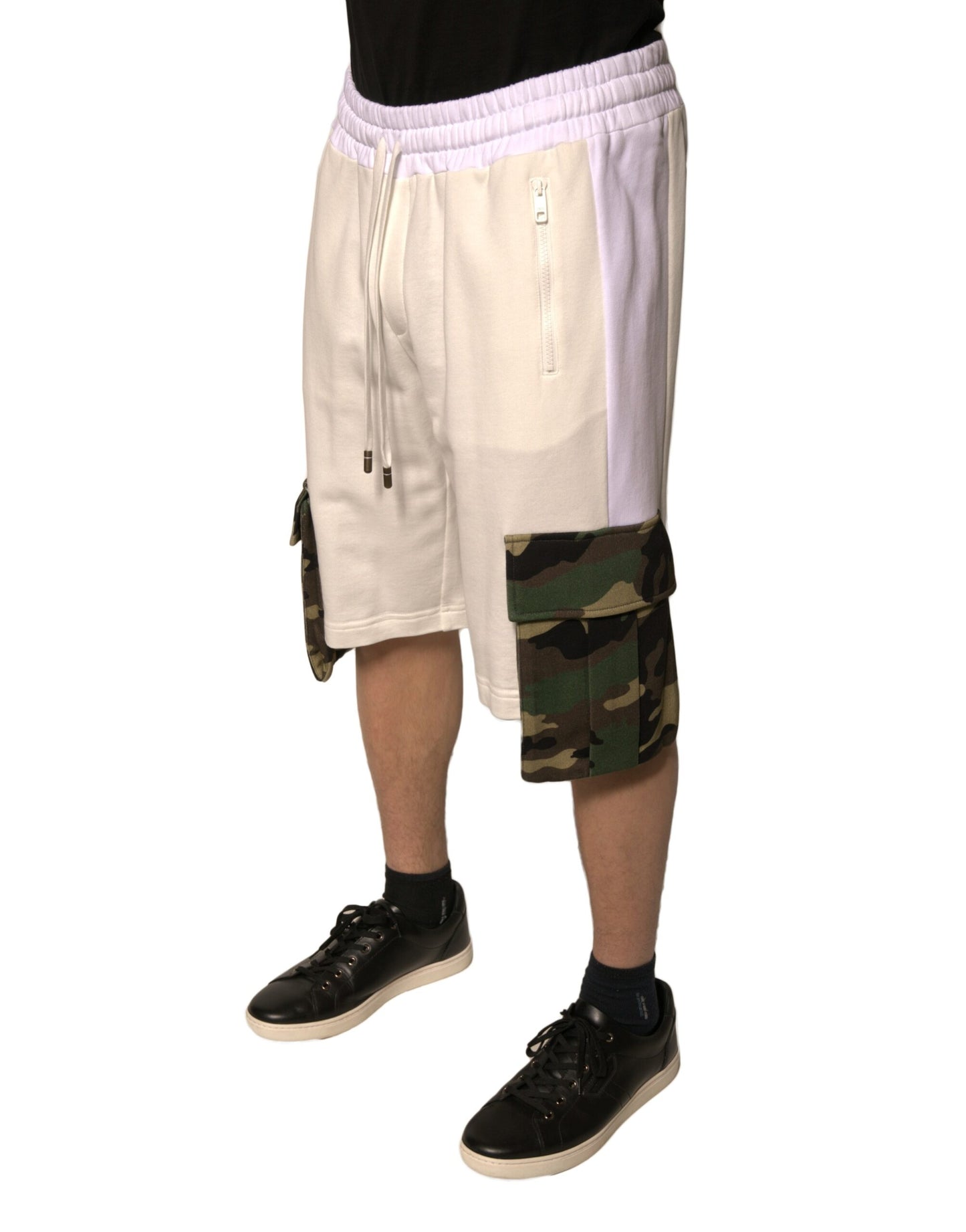 Bermuda cargo décontracté en coton beige Dolce &amp; Gabbana pour homme