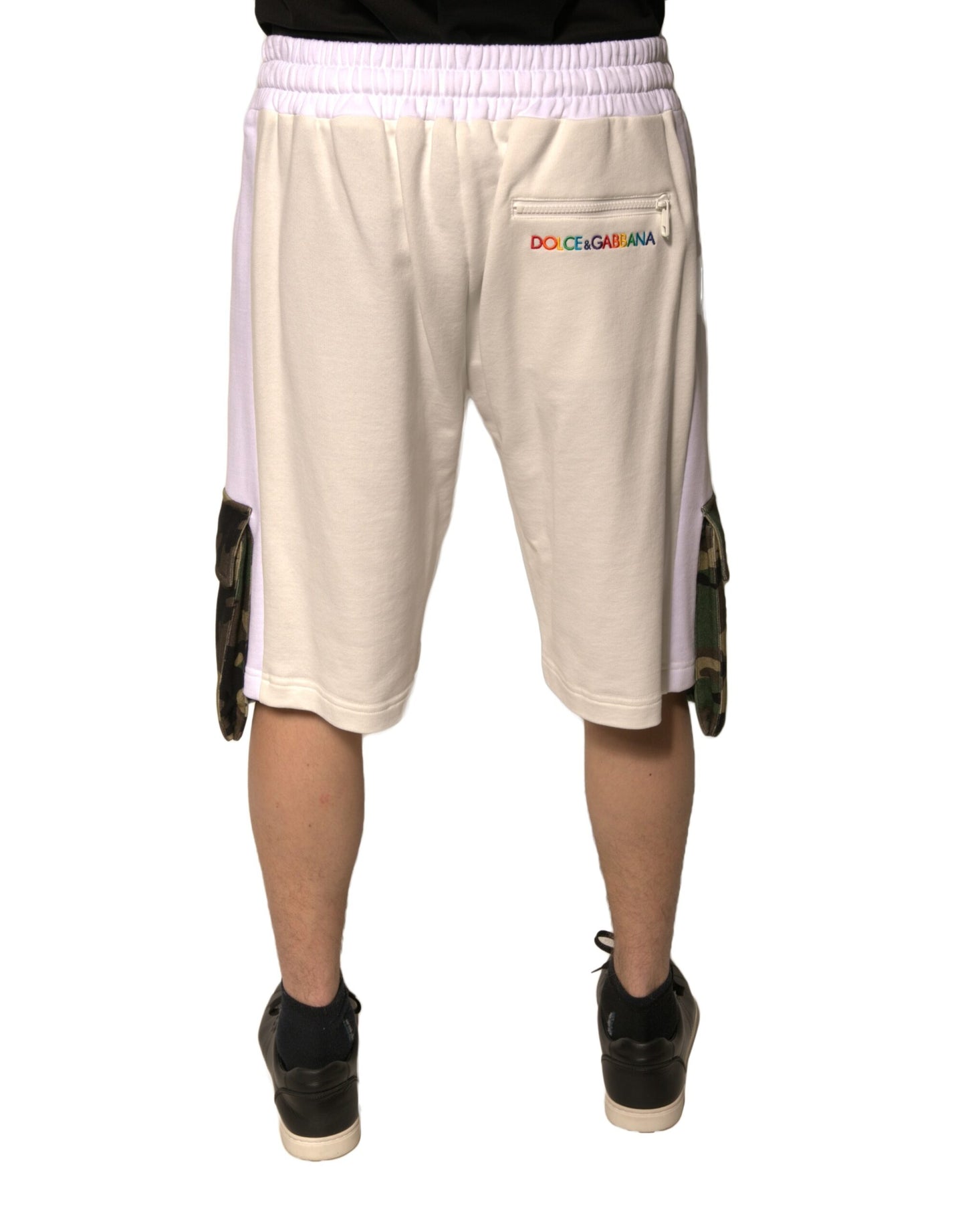 Bermuda cargo décontracté en coton beige Dolce &amp; Gabbana pour homme