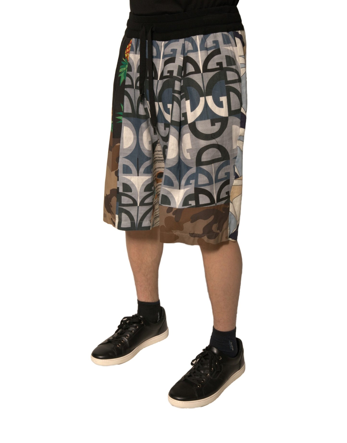 Bermuda en lin patchwork multicolore Dolce &amp; Gabbana