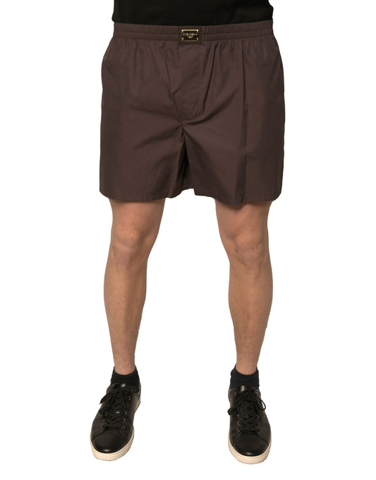 Short taille moyenne en coton mélangé marron Dolce &amp; Gabbana pour homme