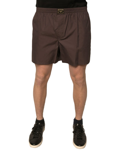 Short taille moyenne en coton mélangé marron Dolce &amp; Gabbana pour homme