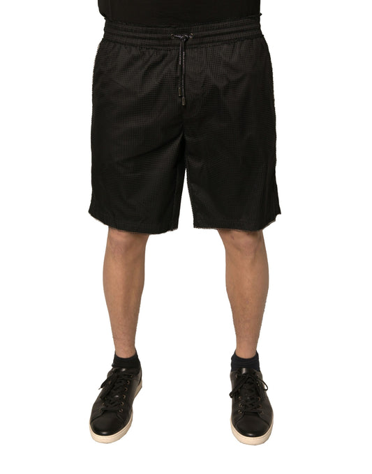 Short taille moyenne en jersey de polyester noir Dolce &amp; Gabbana