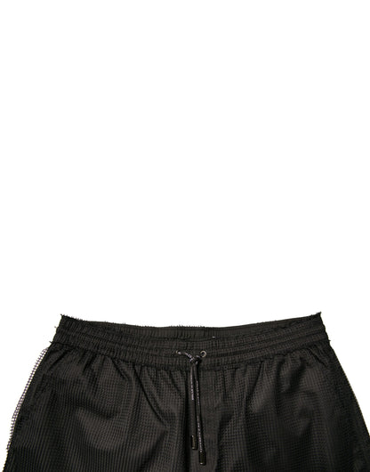 Short taille moyenne en jersey de polyester noir Dolce &amp; Gabbana