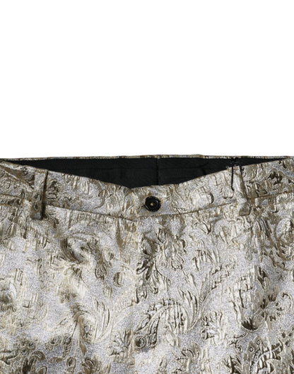 Dolce & Gabbana Gold Floral Jacquard Men Dress Pants by Dolce & Gabbana
