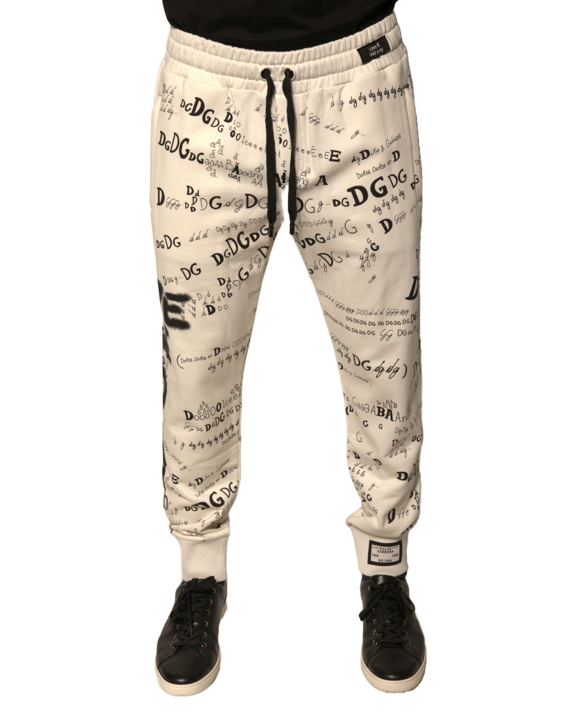 Dolce & Gabbana White Printed Cotton Jogger Sweatpants Pants by Dolce & Gabbana
