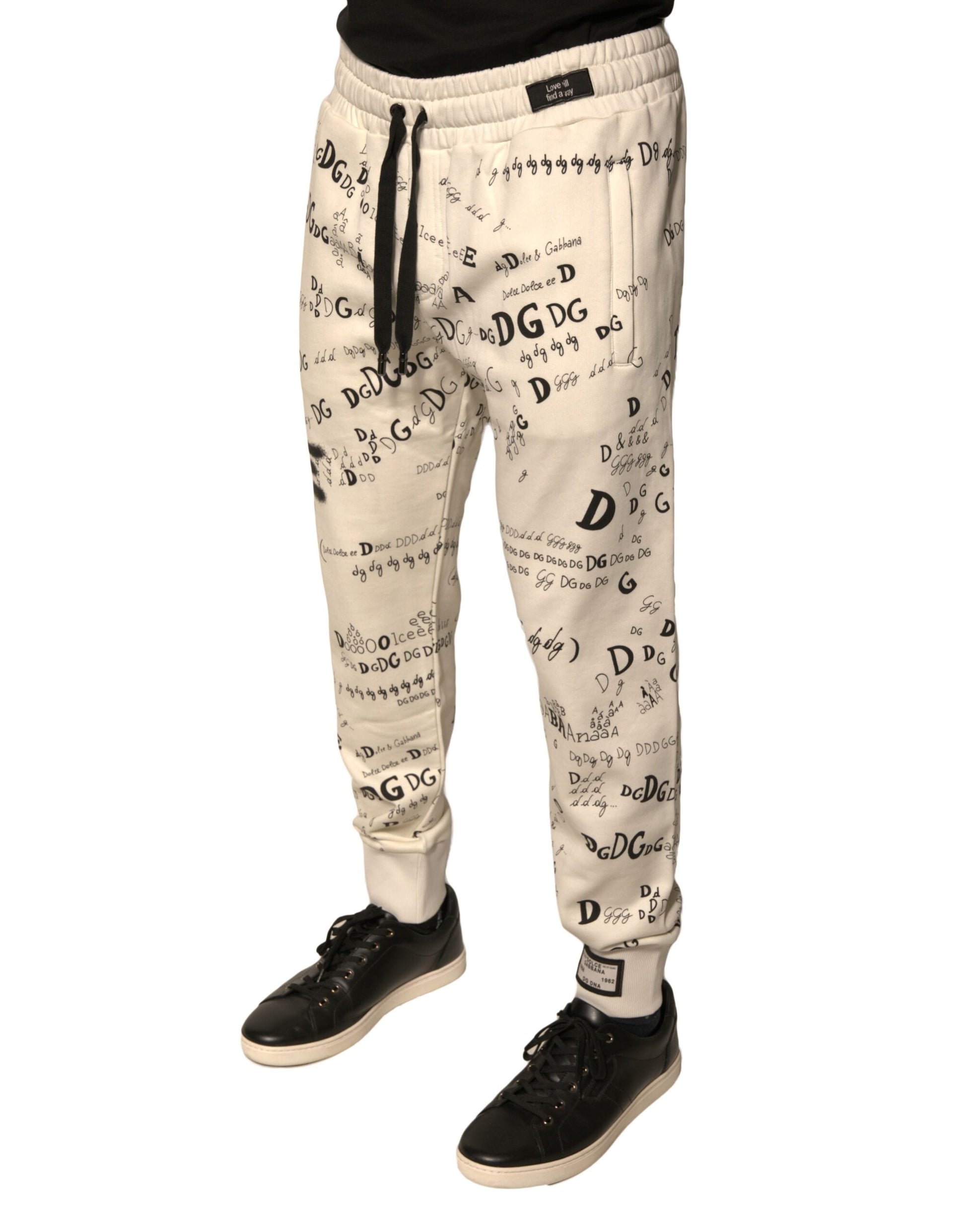 Dolce & Gabbana White Printed Cotton Jogger Sweatpants Pants by Dolce & Gabbana