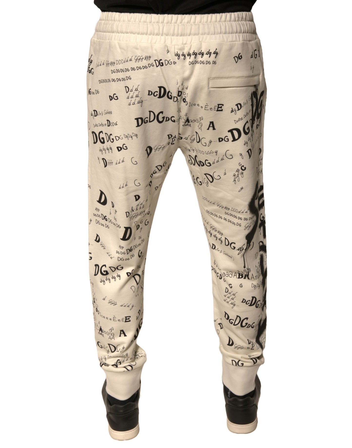 Dolce & Gabbana White Printed Cotton Jogger Sweatpants Pants by Dolce & Gabbana