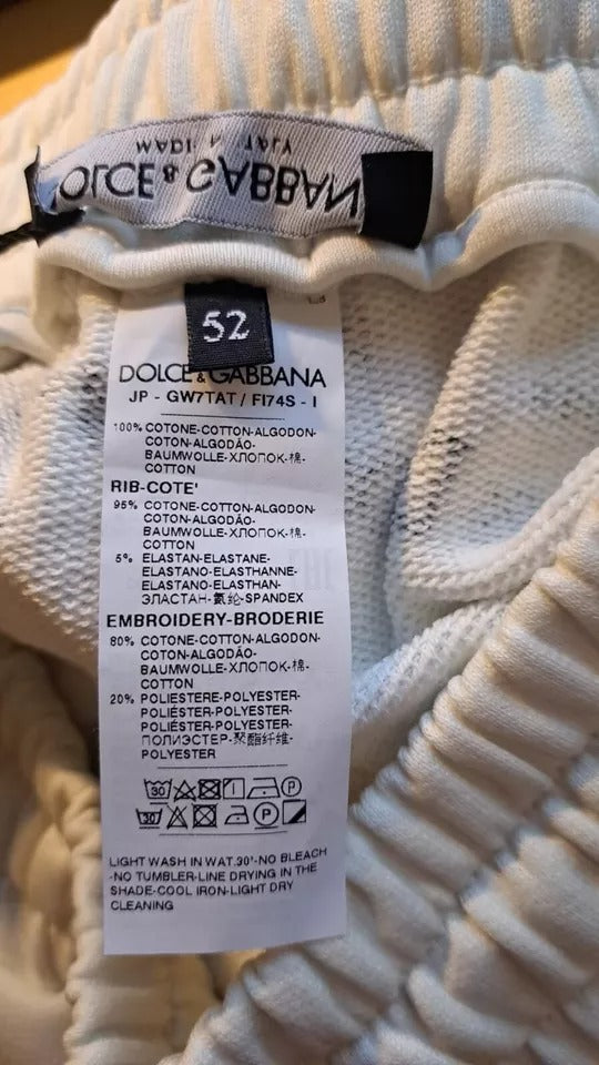 Dolce & Gabbana White Printed Cotton Jogger Sweatpants Pants by Dolce & Gabbana