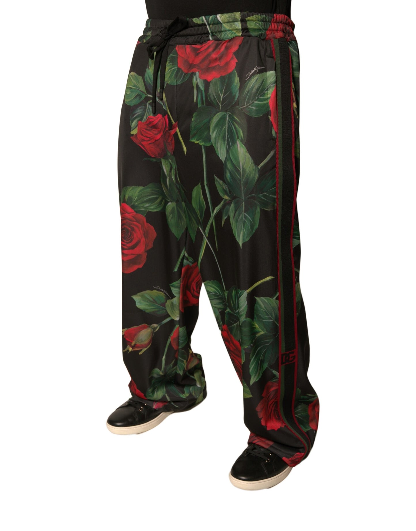 Dolce & Gabbana Black Floral Polyester Jogger Sweatpants Pants by Dolce & Gabbana