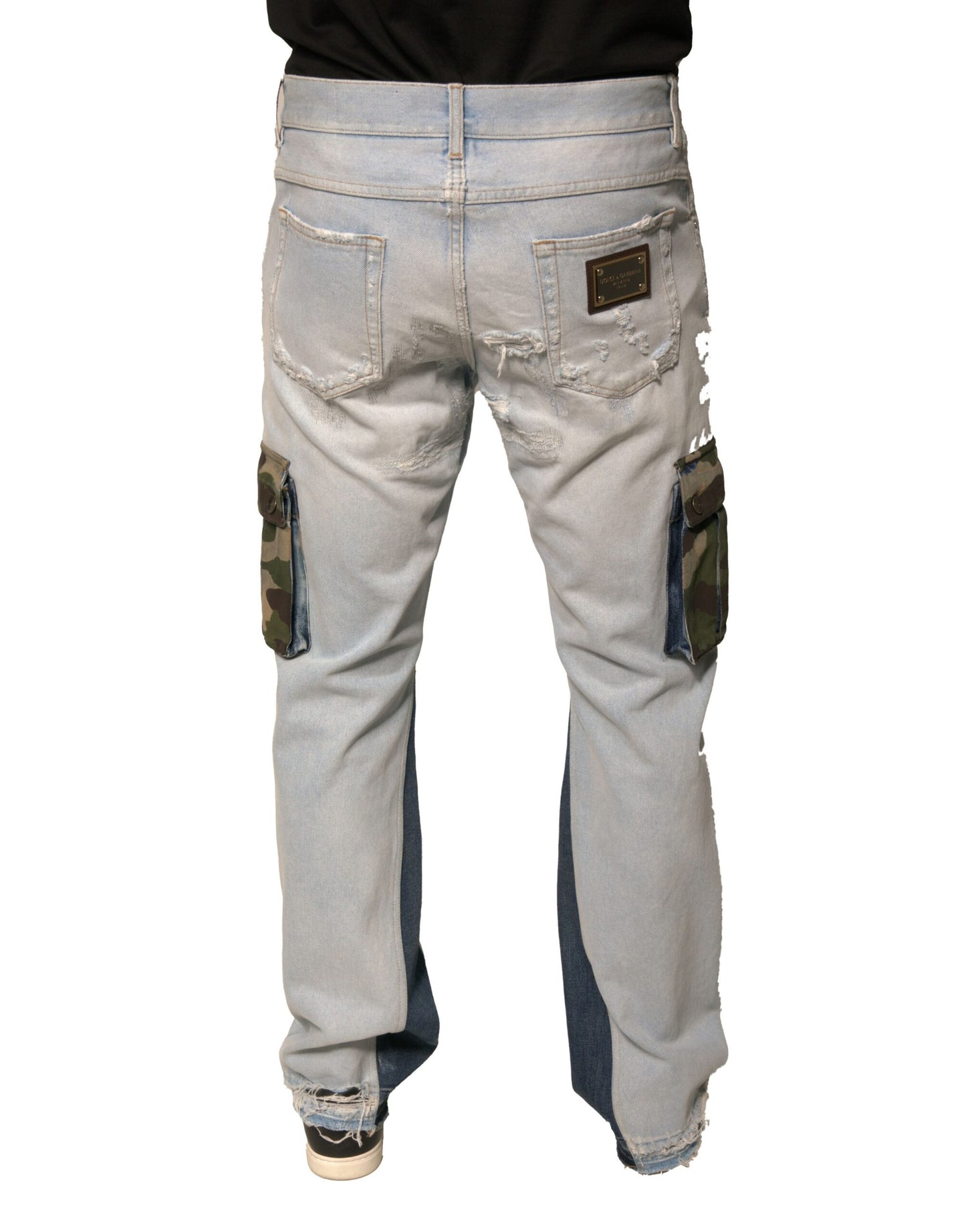 Dolce & Gabbana Light Blue Cotton Cargo Straight Denim Jeans by Dolce & Gabbana