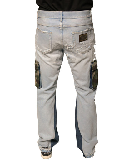 Dolce & Gabbana Light Blue Cotton Cargo Straight Denim Jeans by Dolce & Gabbana
