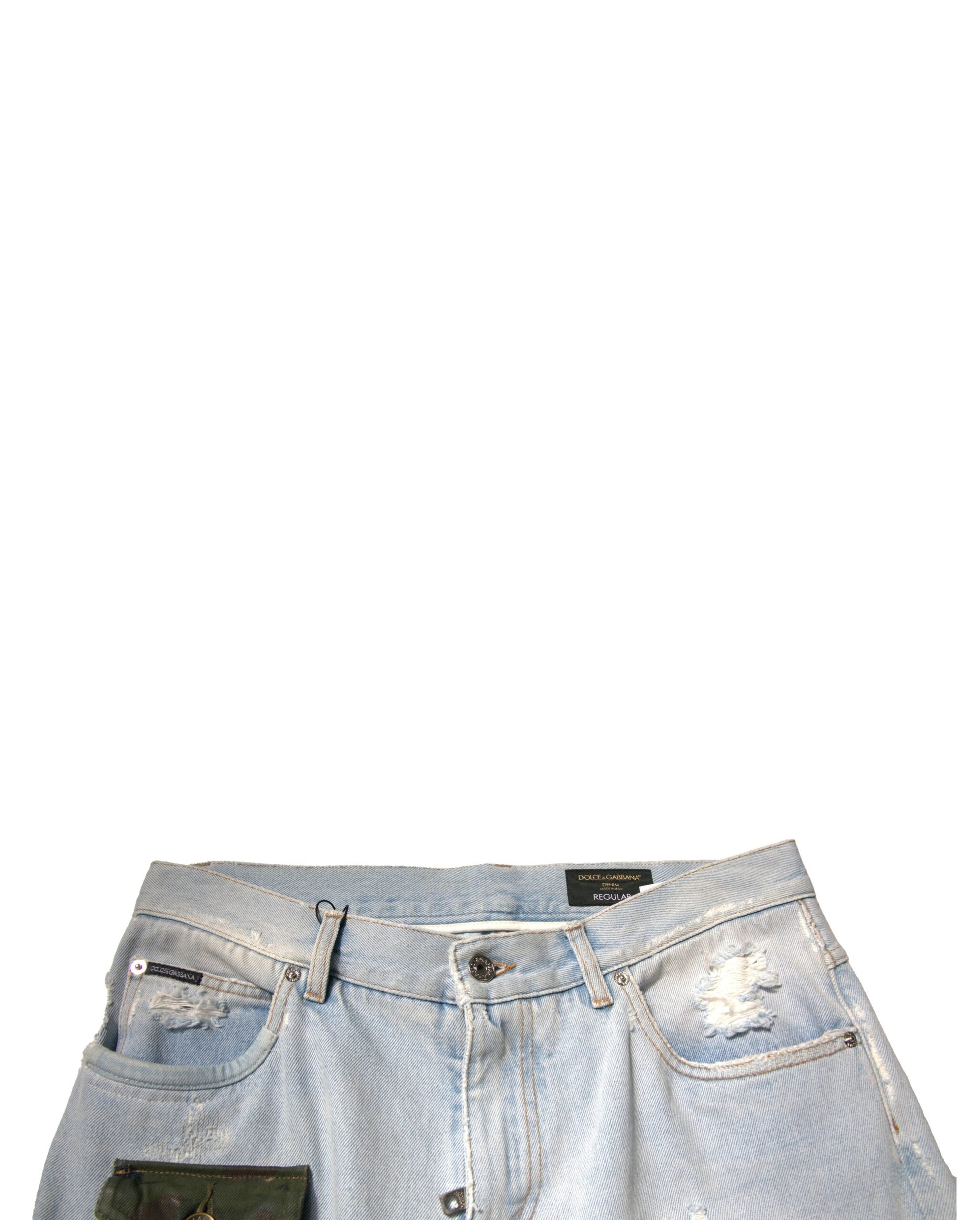 Dolce & Gabbana Light Blue Cotton Cargo Straight Denim Jeans by Dolce & Gabbana