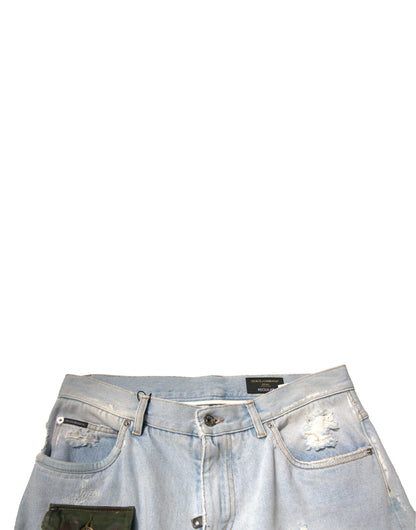 Dolce & Gabbana Light Blue Cotton Cargo Straight Denim Jeans by Dolce & Gabbana