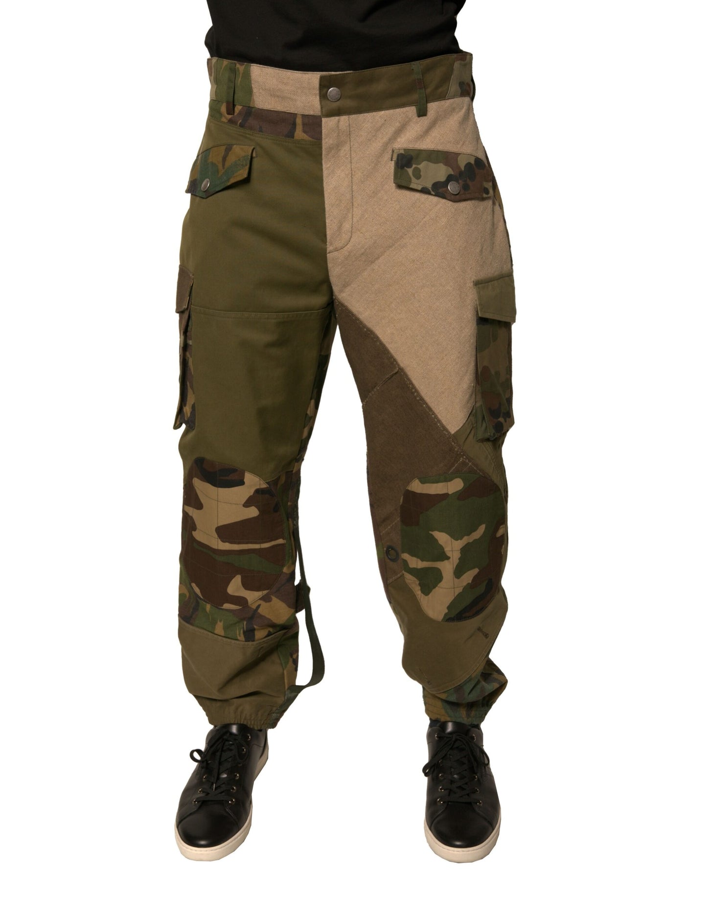 Dolce & Gabbana Multicolor Patchwork Flight Cargo Pants by Dolce & Gabbana