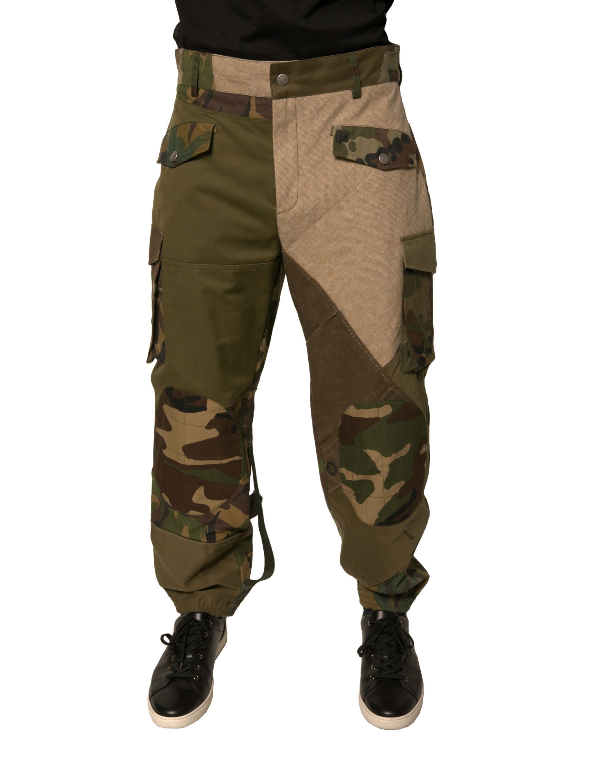Dolce & Gabbana Multicolor Patchwork Flight Cargo Pants by Dolce & Gabbana