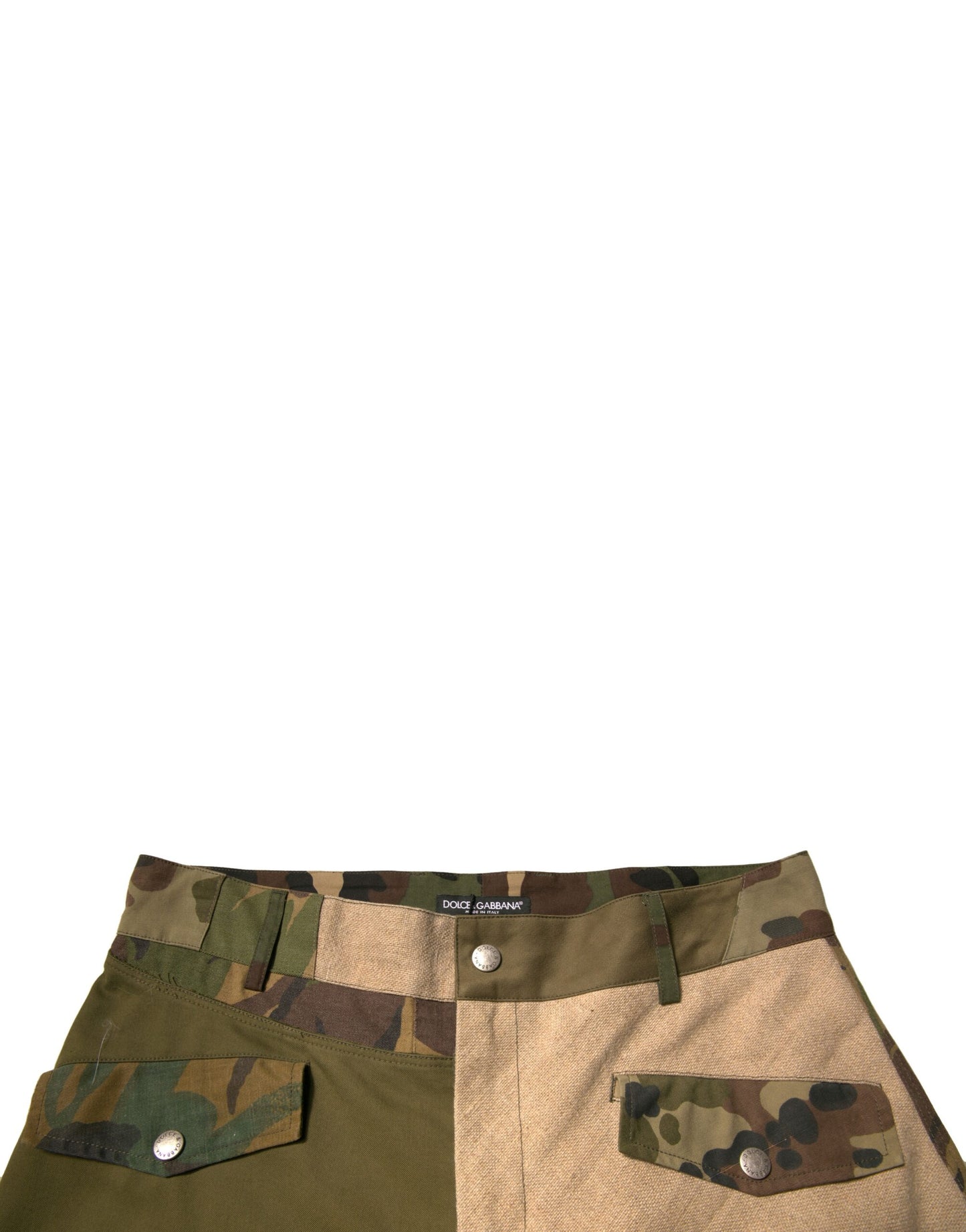 Dolce & Gabbana Multicolor Patchwork Flight Cargo Pants by Dolce & Gabbana