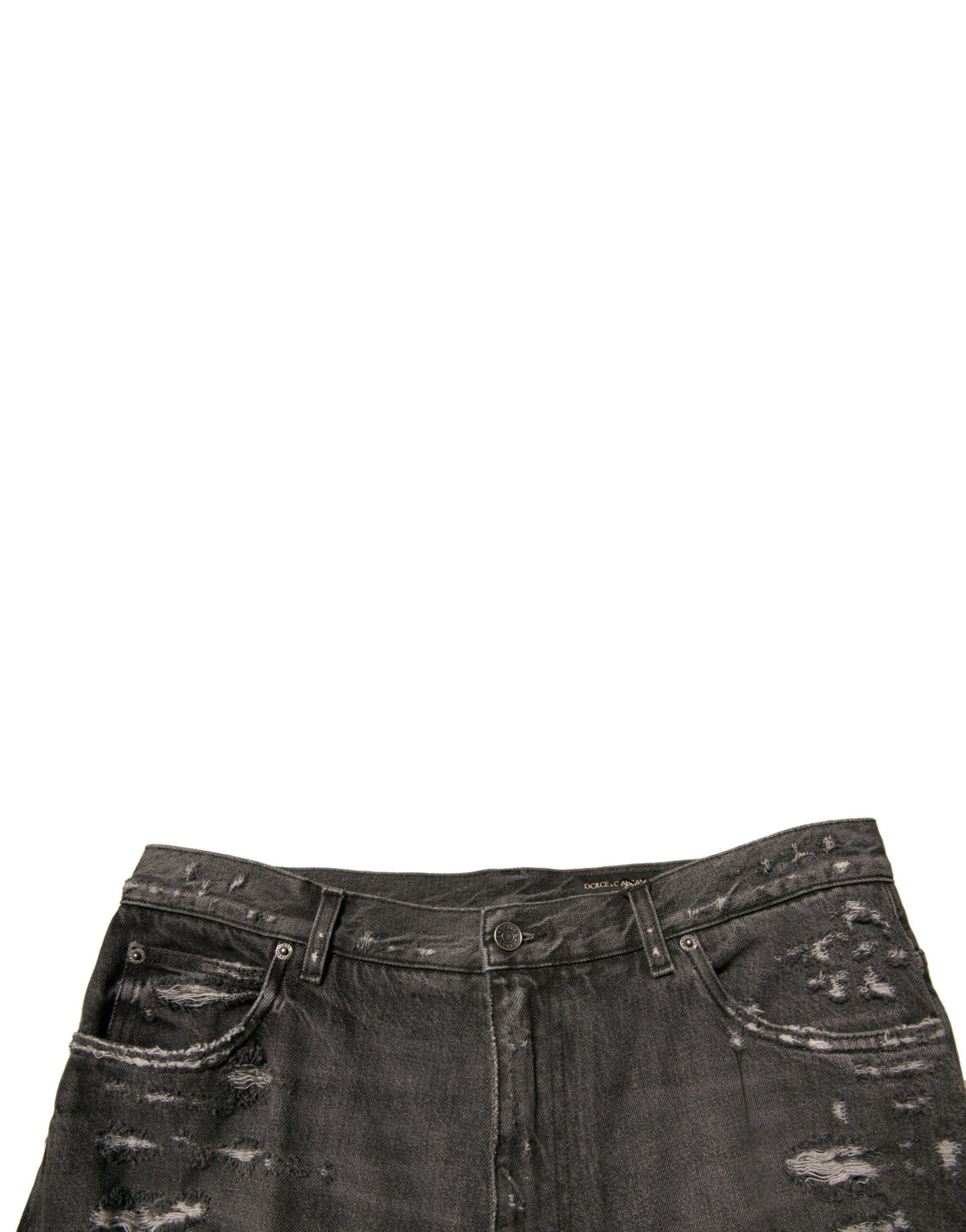 Dolce & Gabbana Gray Tattered Cotton Straight Men Denim Jeans by Dolce & Gabbana