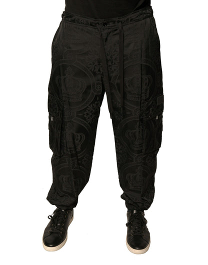 Dolce & Gabbana Black Crown Nylon Jogger Sweatpants Pants by Dolce & Gabbana