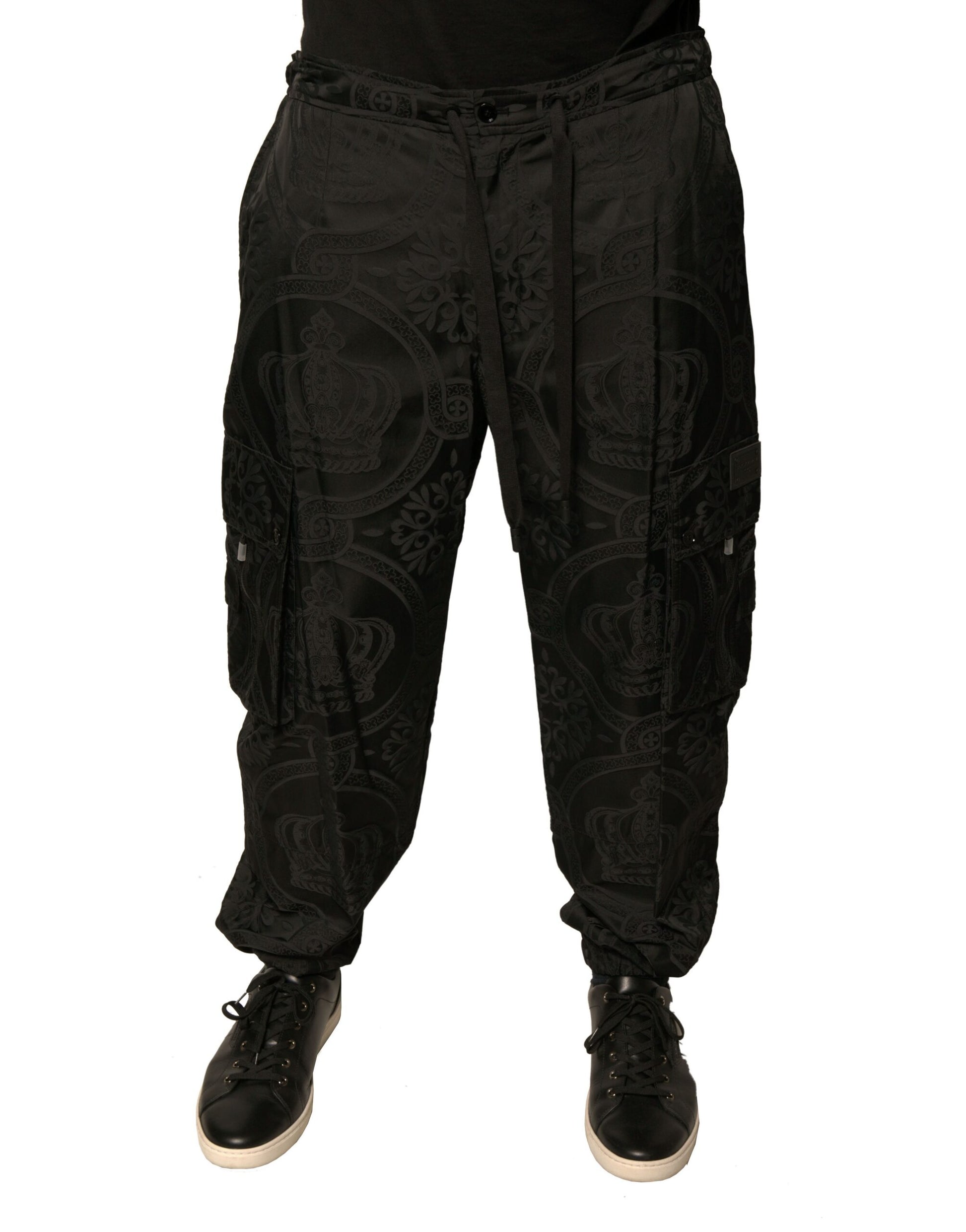 Dolce & Gabbana Black Crown Nylon Jogger Sweatpants Pants by Dolce & Gabbana
