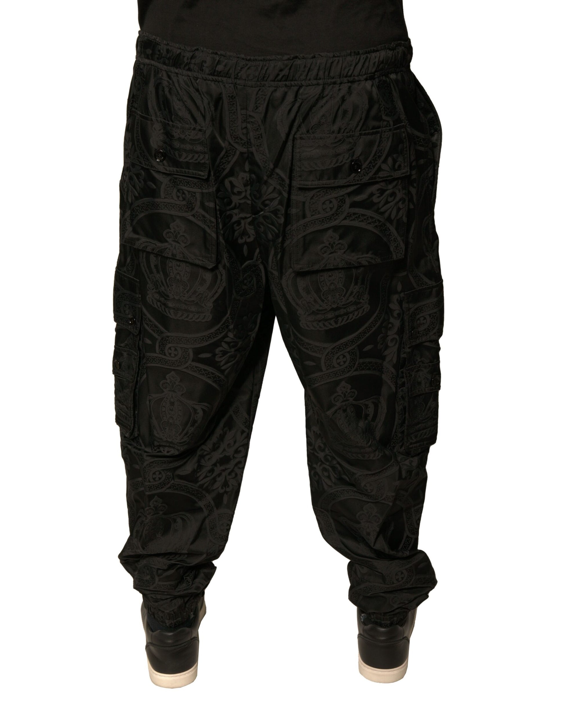 Dolce & Gabbana Black Crown Nylon Jogger Sweatpants Pants by Dolce & Gabbana