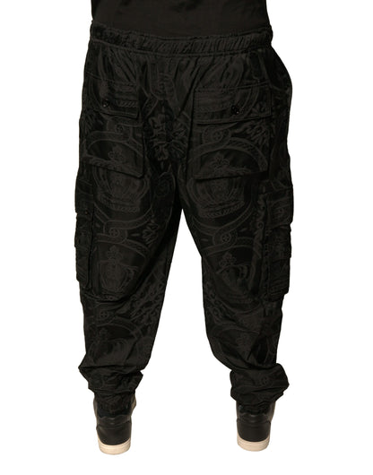 Dolce & Gabbana Black Crown Nylon Jogger Sweatpants Pants by Dolce & Gabbana