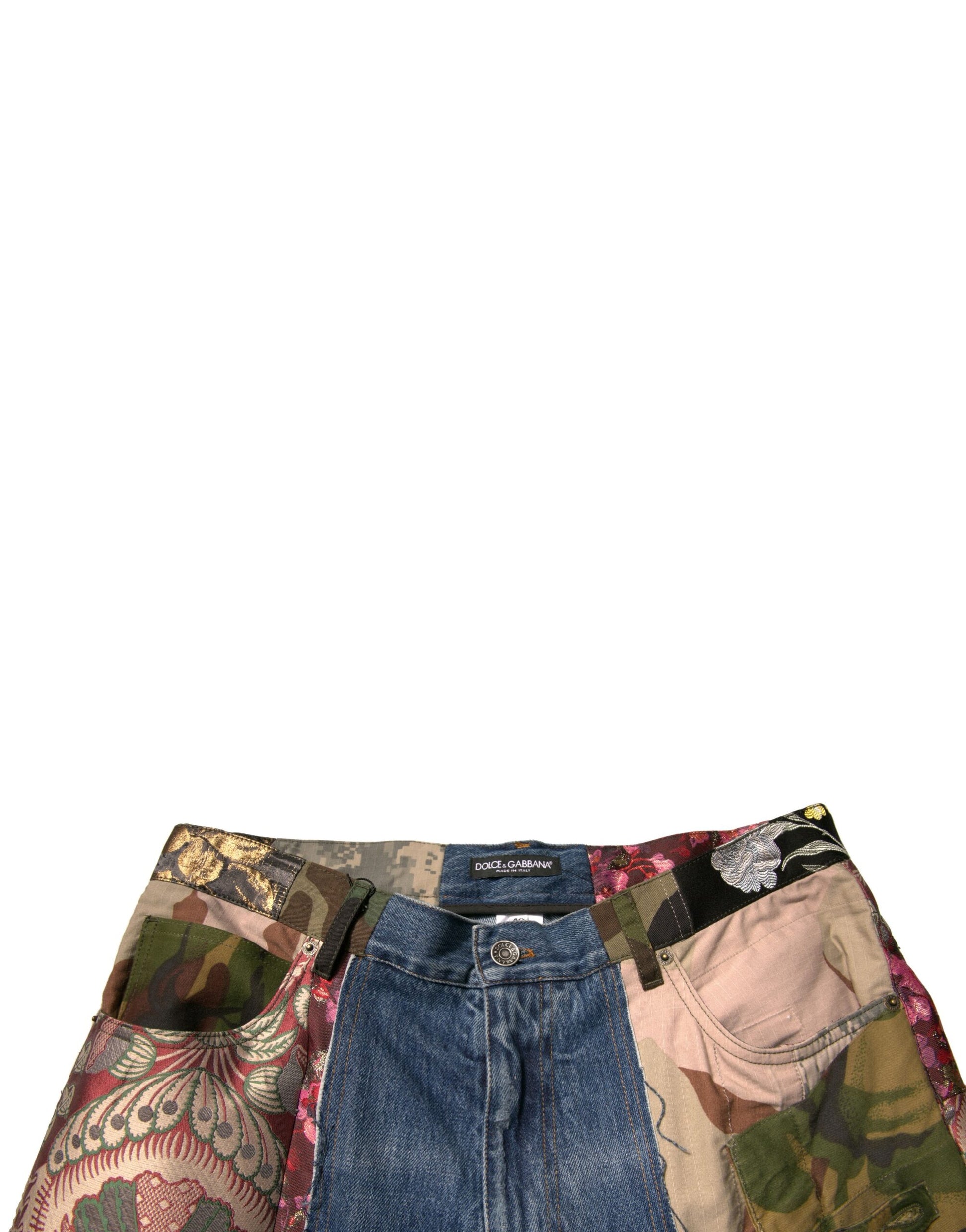 Dolce & Gabbana Blue Patchwork Cotton Straight Denim Jeans by Dolce & Gabbana