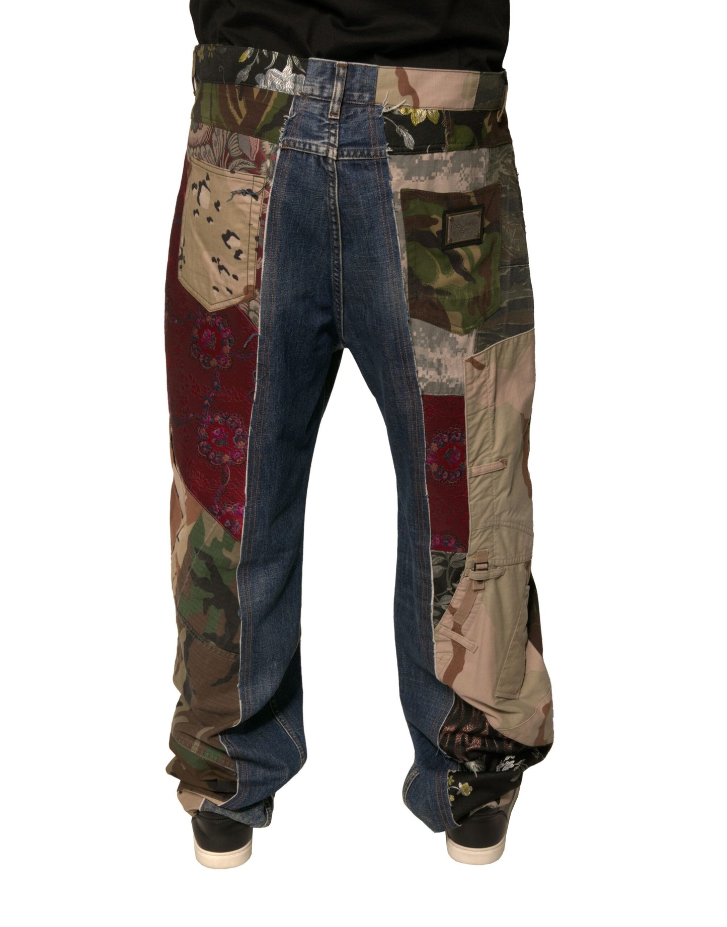 Dolce & Gabbana Blue Patchwork Cotton Straight Denim Jeans by Dolce & Gabbana