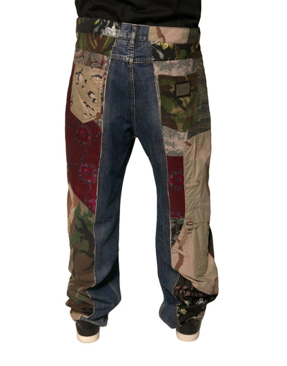 Dolce & Gabbana Blue Patchwork Cotton Straight Denim Jeans by Dolce & Gabbana