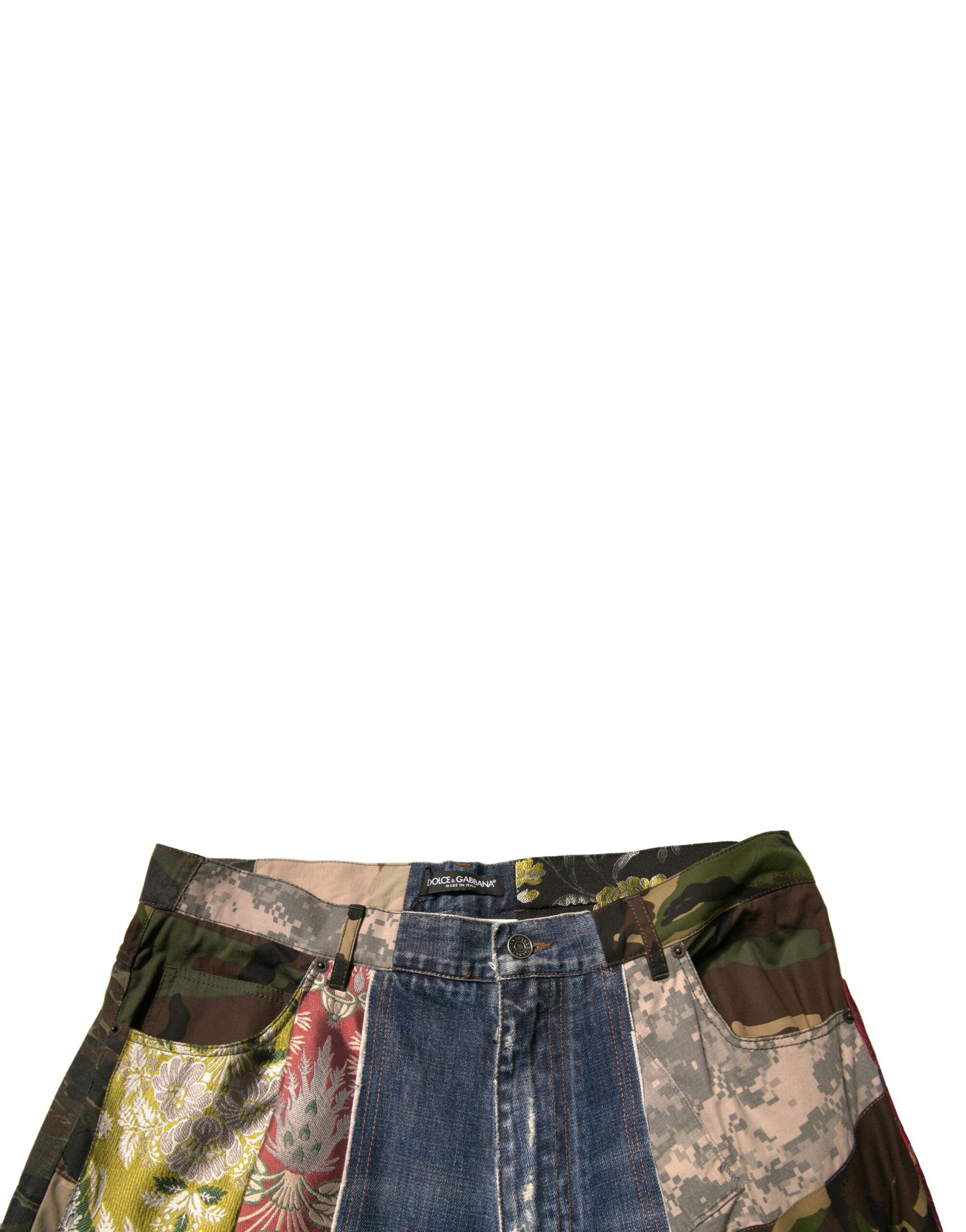 Dolce & Gabbana Blue Patchwork Cotton Straight Denim Jeans by Dolce & Gabbana