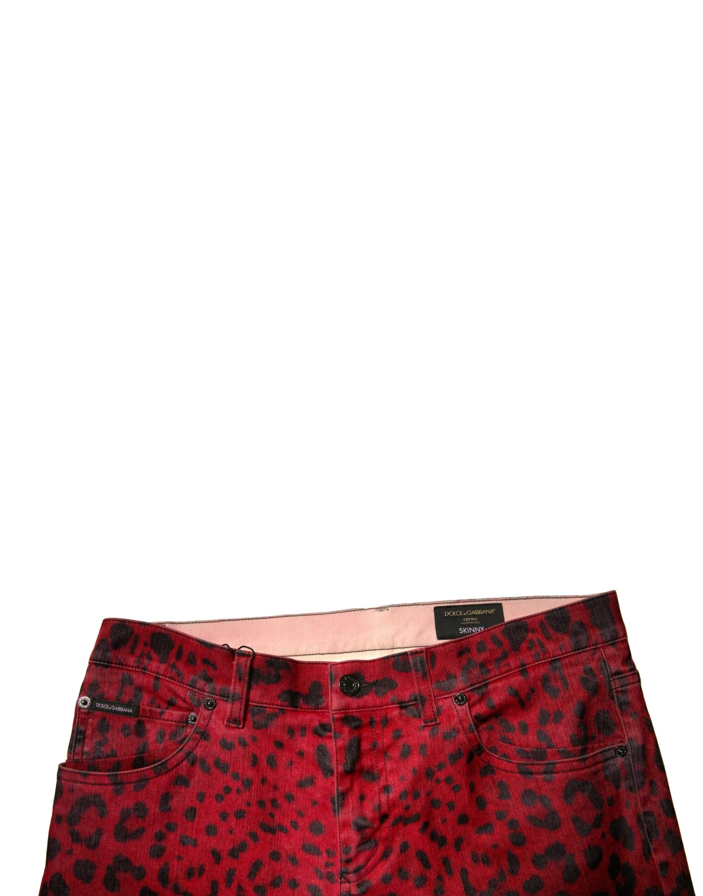 Dolce & Gabbana Red Leopard Cotton Stretch Skinny Denim Jeans by Dolce & Gabbana