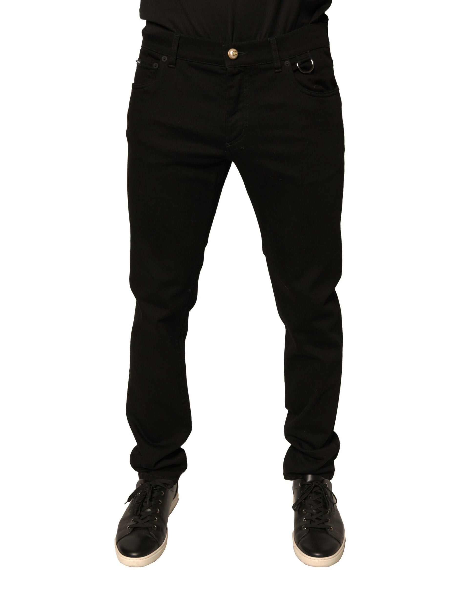 Dolce & Gabbana Black Logo Cotton Stretch Skinny Denim Jeans by Dolce & Gabbana