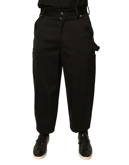 Dolce & Gabbana Black Cotton Mid Waist Cropped Pants by Dolce & Gabbana