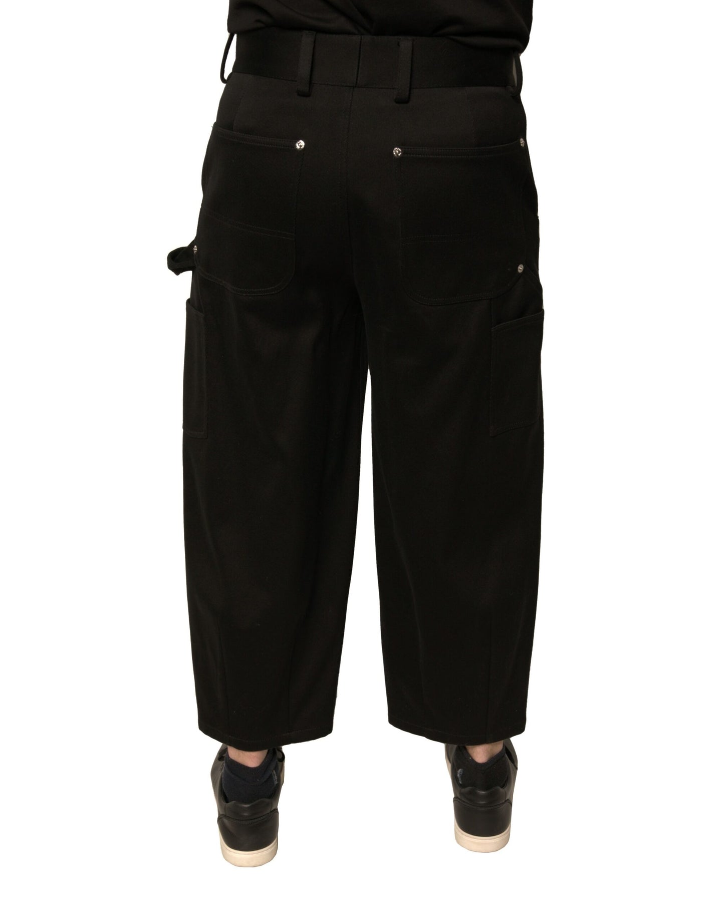 Dolce & Gabbana Black Cotton Mid Waist Cropped Pants by Dolce & Gabbana