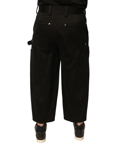 Dolce & Gabbana Black Cotton Mid Waist Cropped Pants by Dolce & Gabbana