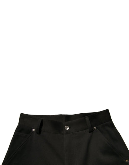 Dolce & Gabbana Black Cotton Mid Waist Cropped Pants by Dolce & Gabbana
