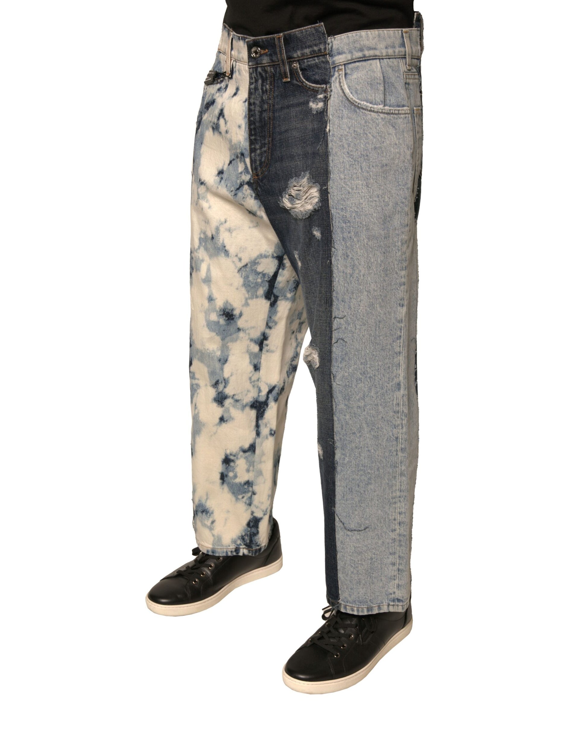 Dolce & Gabbana Multicolor Patchwork Cotton Straight Men Denim Jeans by Dolce & Gabbana