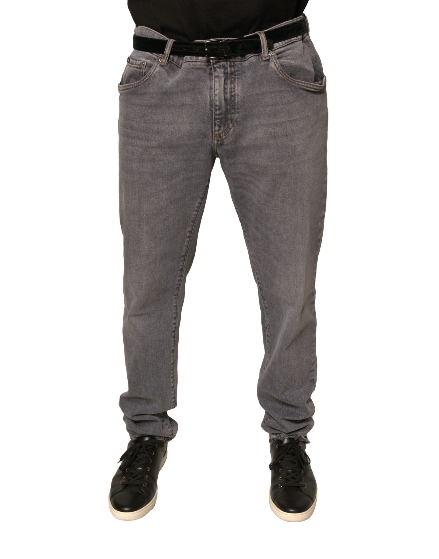 Dolce & Gabbana Gray Logo Cotton Stretch Skinny Denim Jeans by Dolce & Gabbana