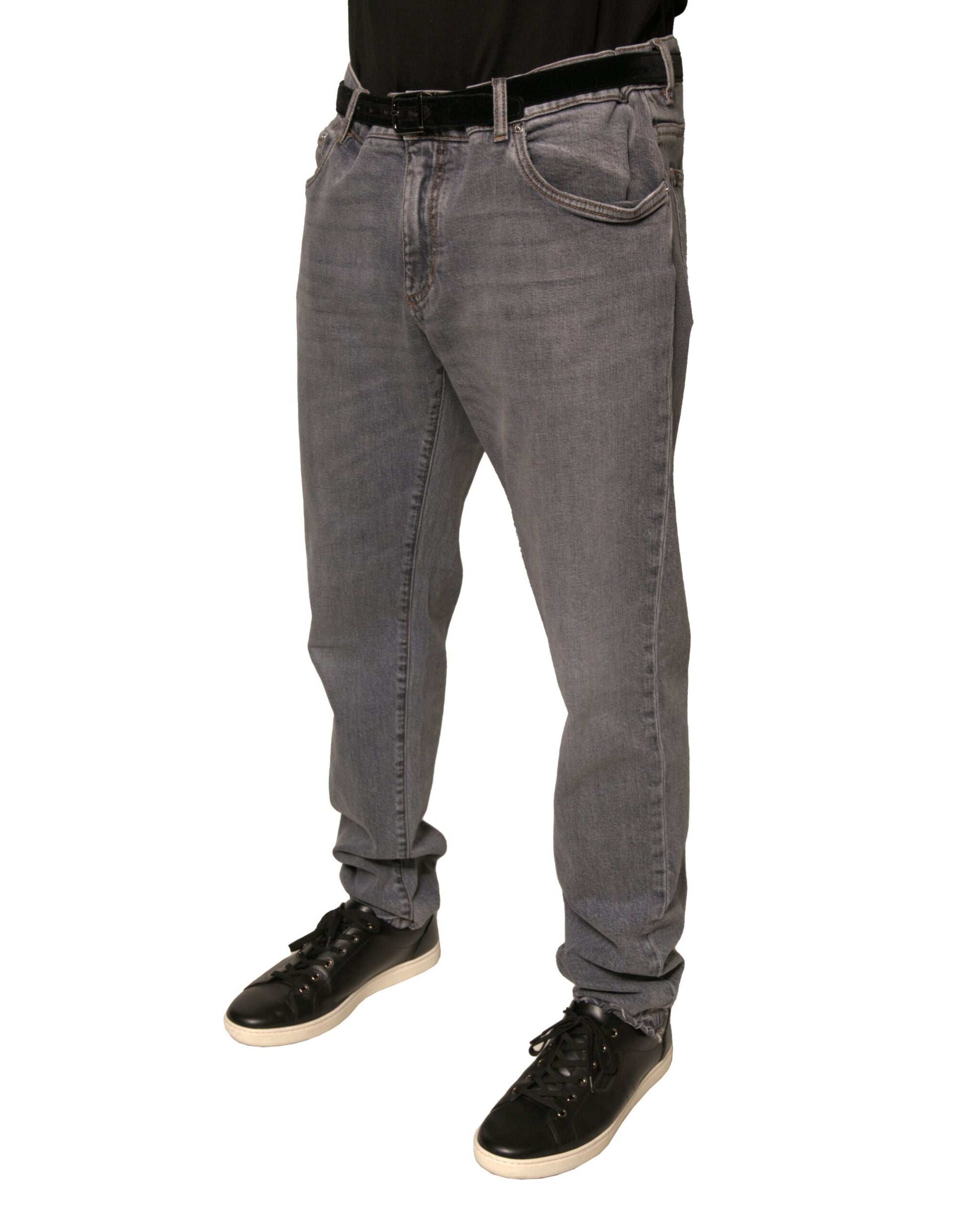 Dolce & Gabbana Gray Logo Cotton Stretch Skinny Denim Jeans by Dolce & Gabbana