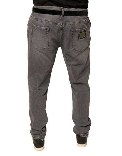 Dolce & Gabbana Gray Logo Cotton Stretch Skinny Denim Jeans by Dolce & Gabbana
