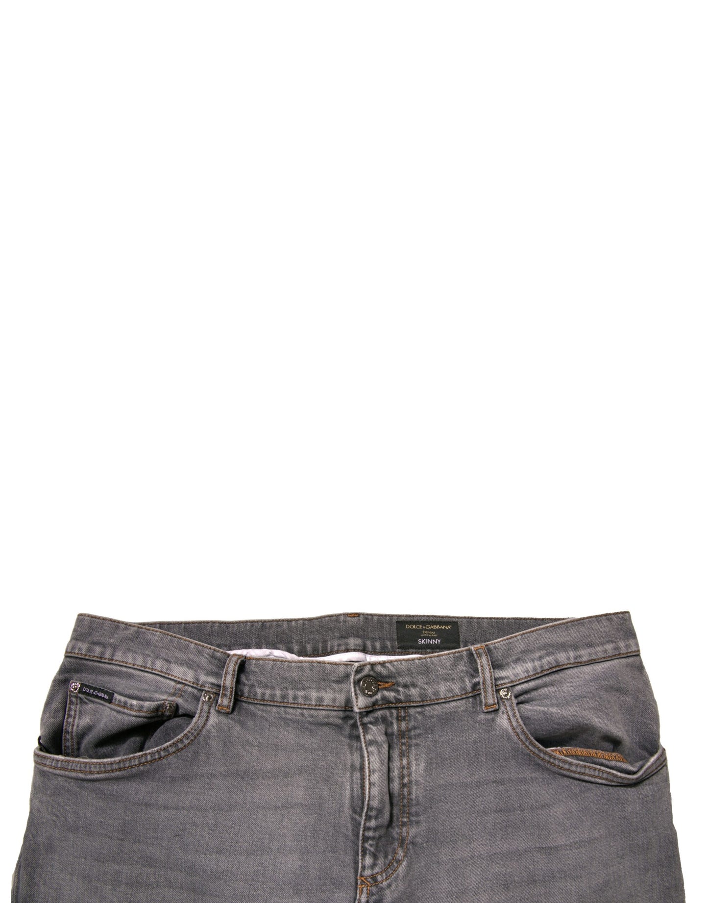 Dolce & Gabbana Gray Logo Cotton Stretch Skinny Denim Jeans by Dolce & Gabbana