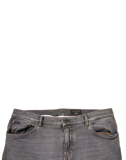 Dolce & Gabbana Gray Logo Cotton Stretch Skinny Denim Jeans by Dolce & Gabbana