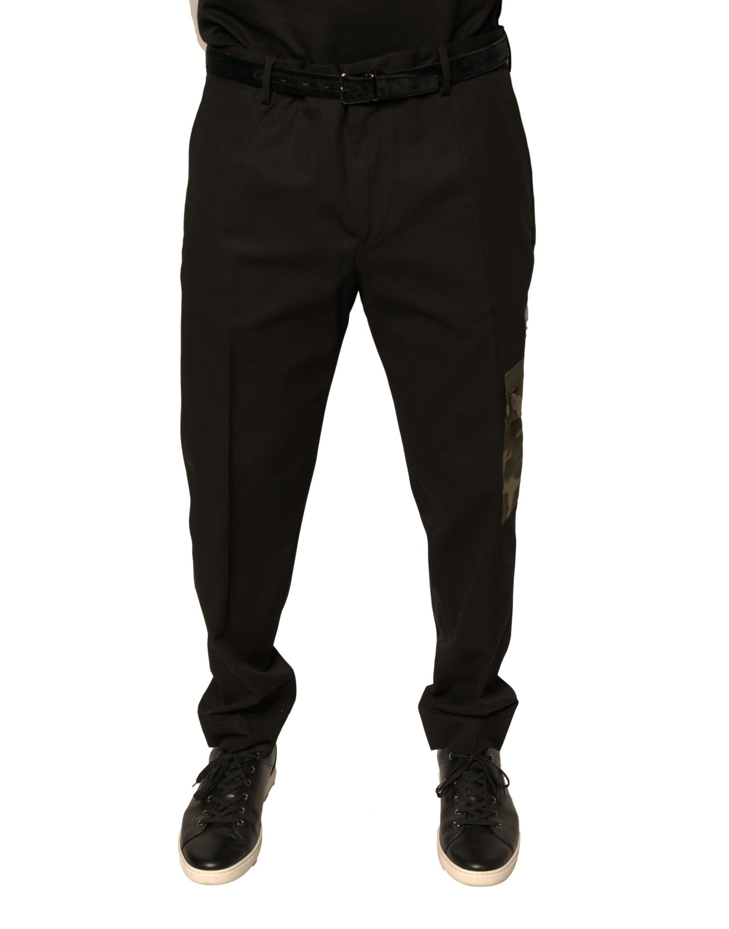 Dolce & Gabbana Black Cotton Men Cargo Casual Pants by Dolce & Gabbana