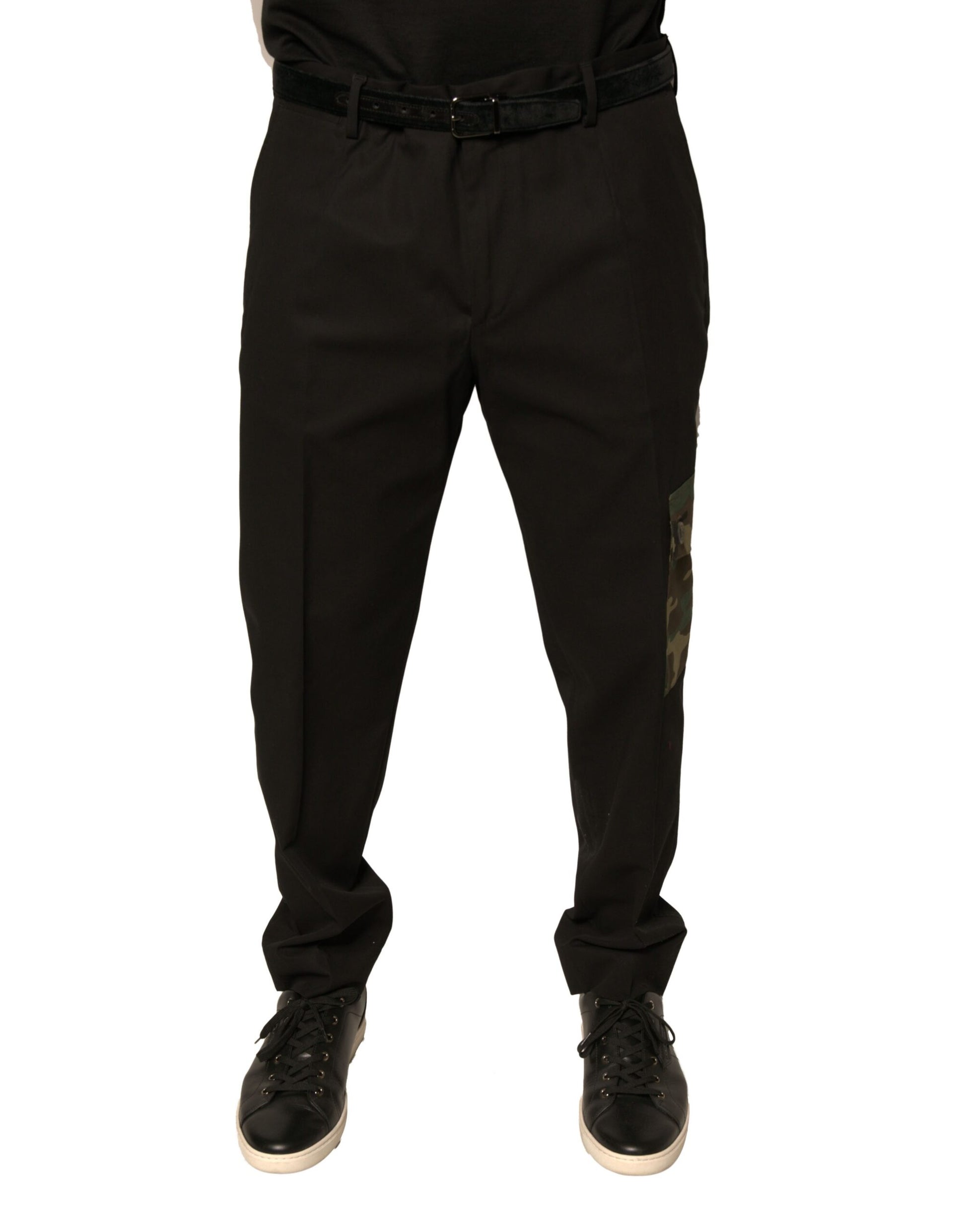 Dolce & Gabbana Black Cotton Men Cargo Casual Pants by Dolce & Gabbana
