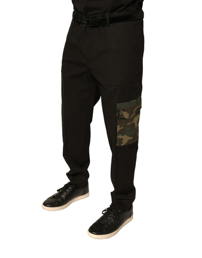 Dolce & Gabbana Black Cotton Men Cargo Casual Pants by Dolce & Gabbana