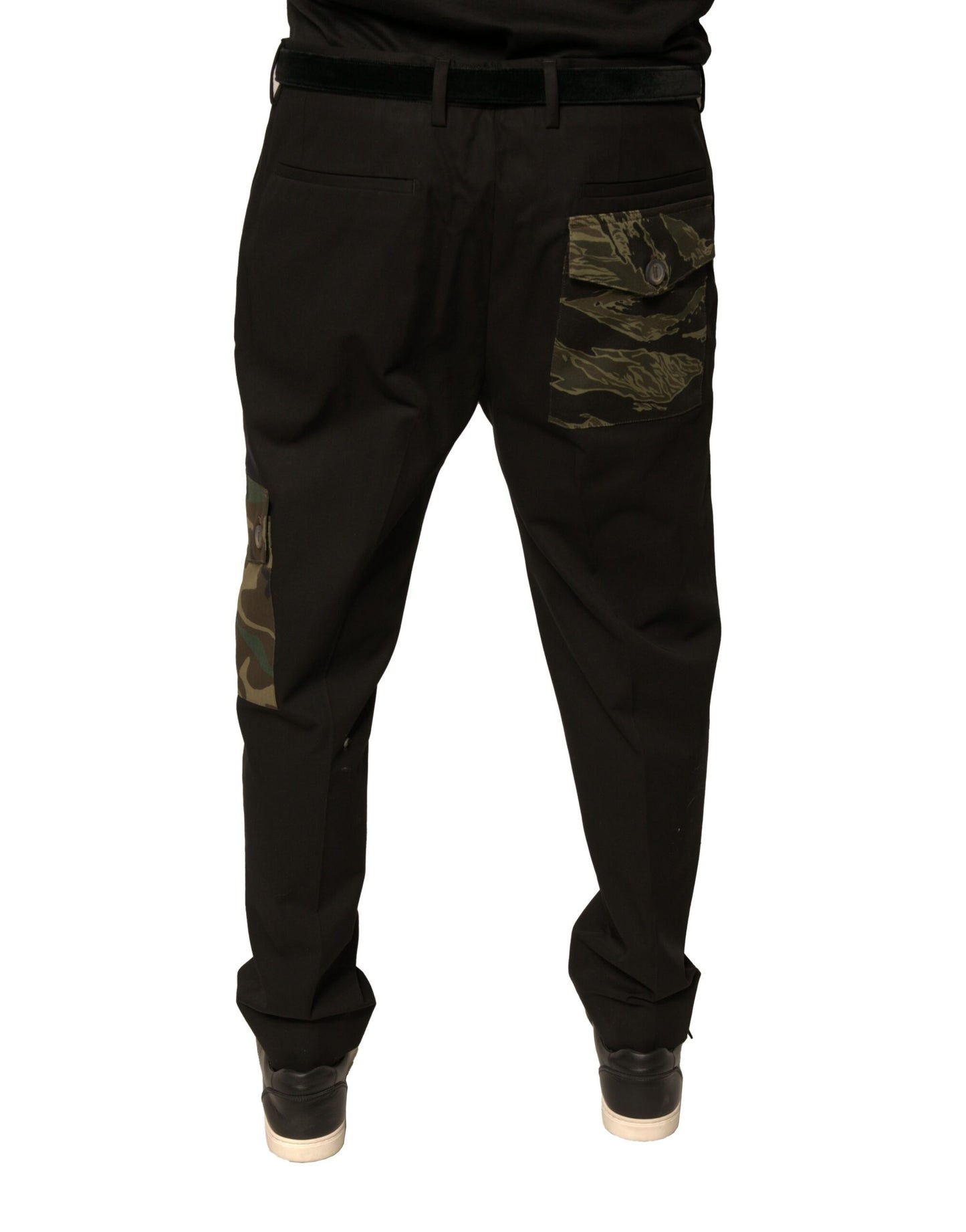 Dolce & Gabbana Black Cotton Men Cargo Casual Pants by Dolce & Gabbana