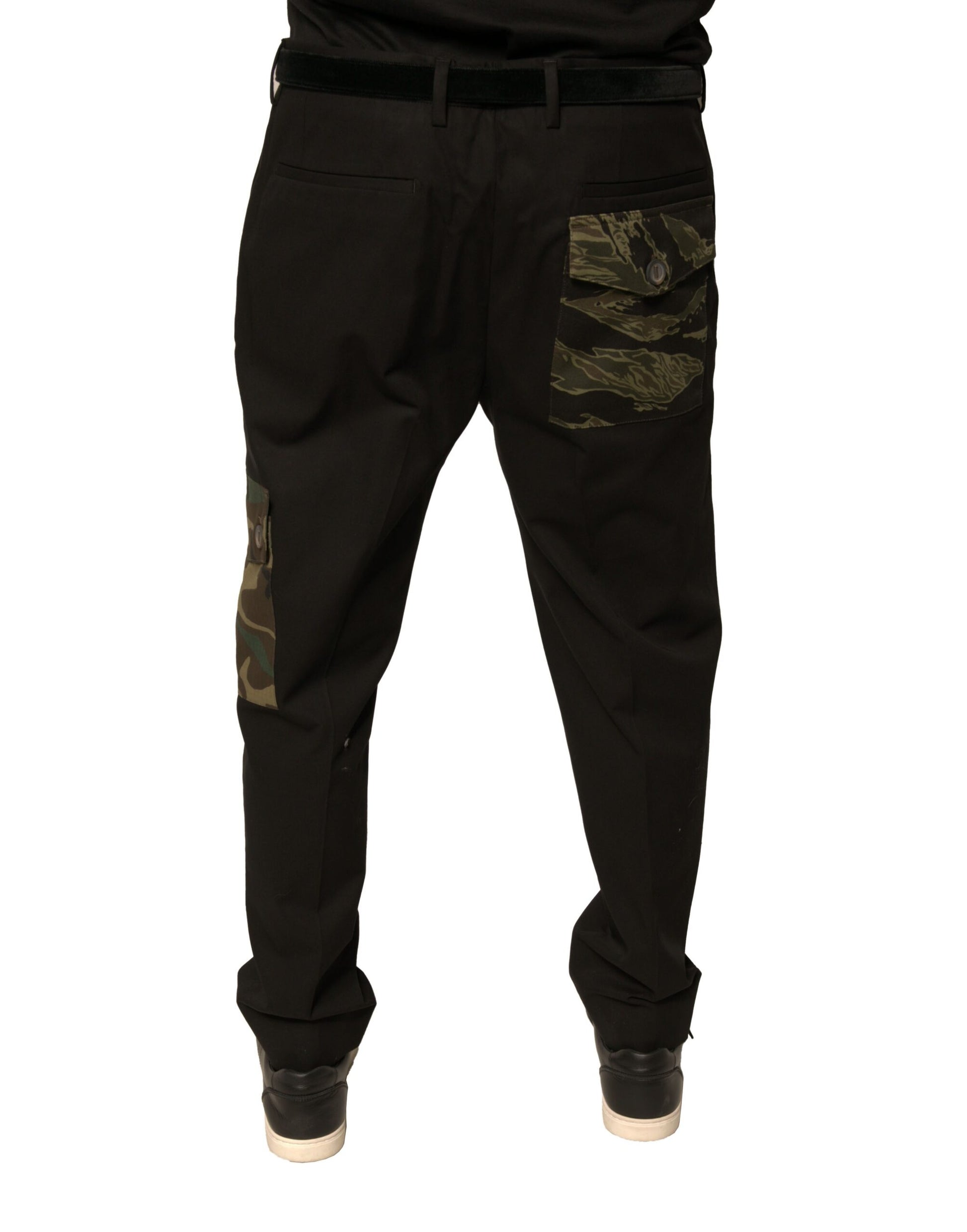 Dolce & Gabbana Black Cotton Men Cargo Casual Pants by Dolce & Gabbana