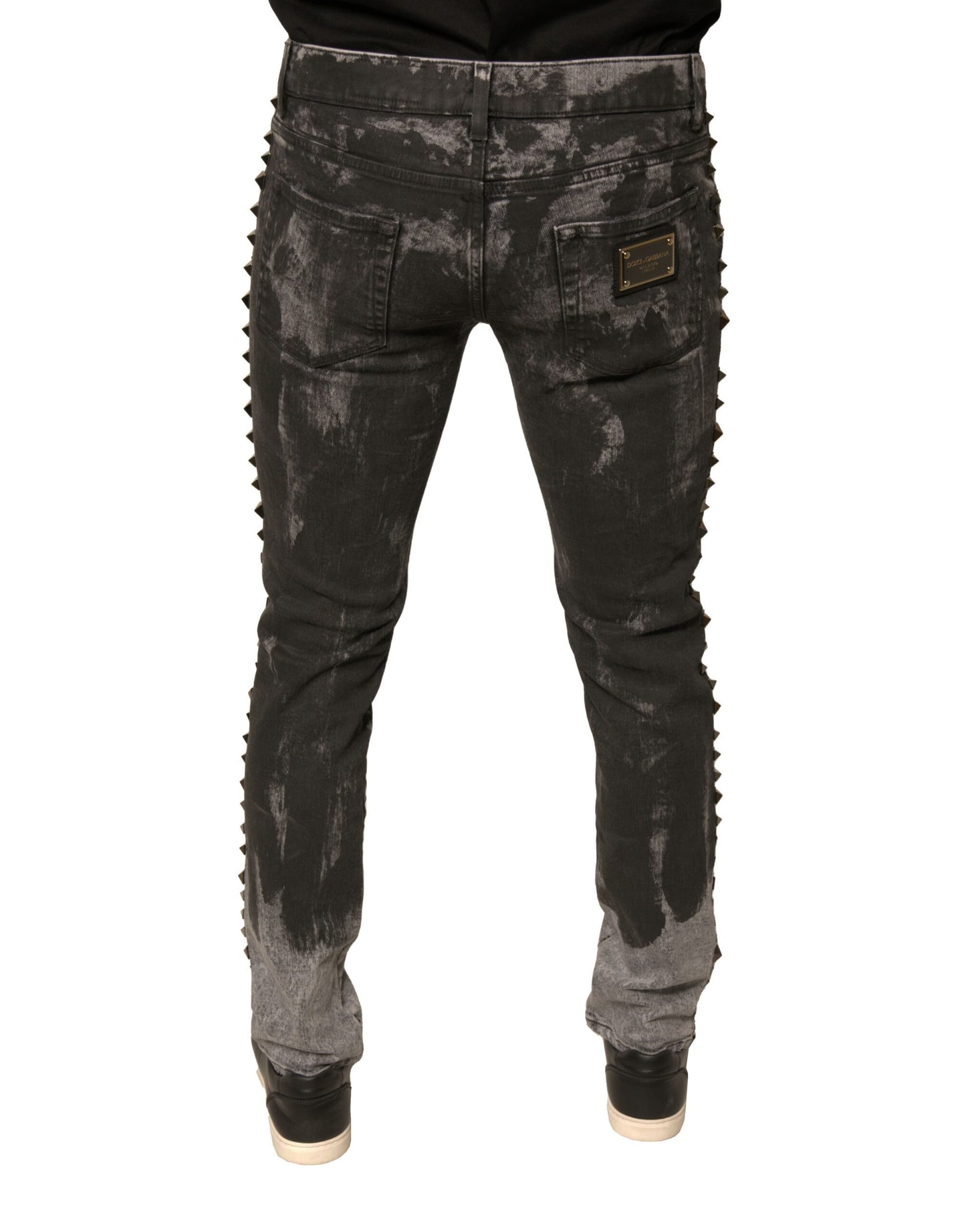 Dolce & Gabbana Gray Embellished Cotton Skinny Denim Jeans by Dolce & Gabbana